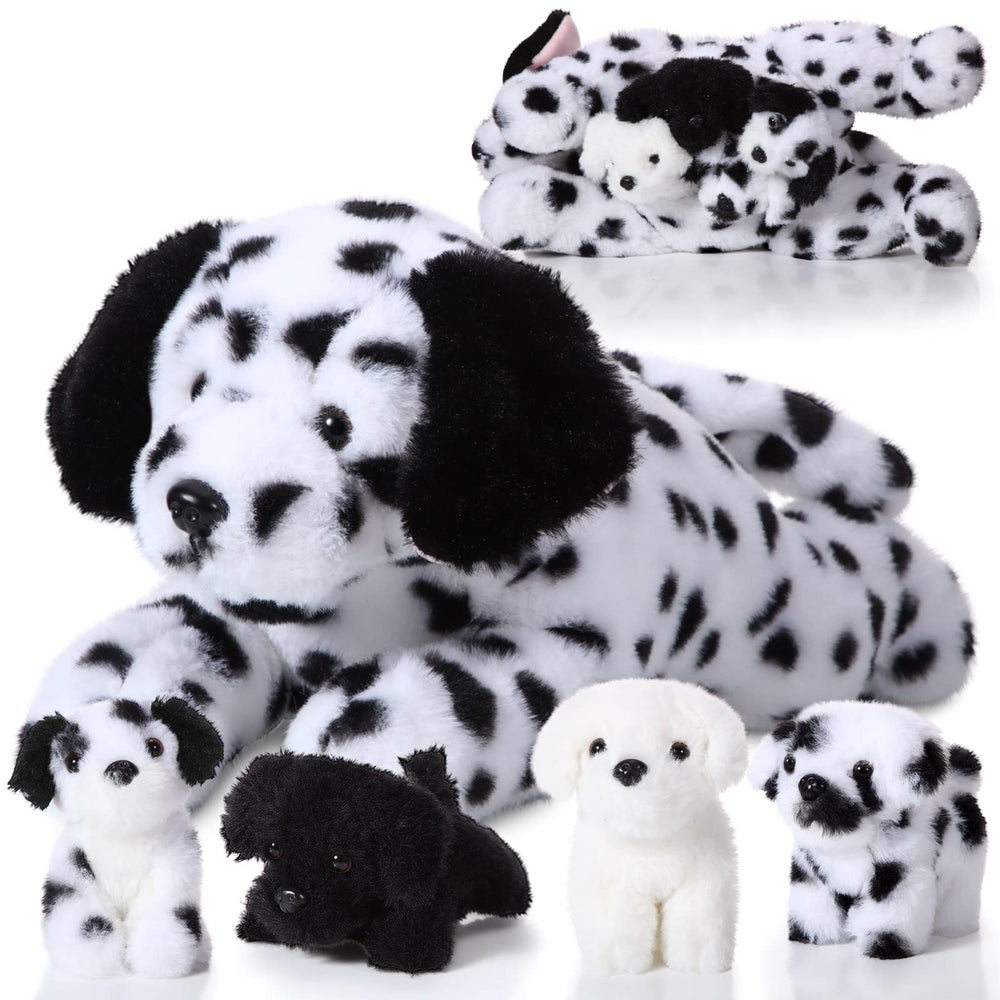 Skylety dalmatian mommy with puppies pack: cozy plush for playtime and cuddling.