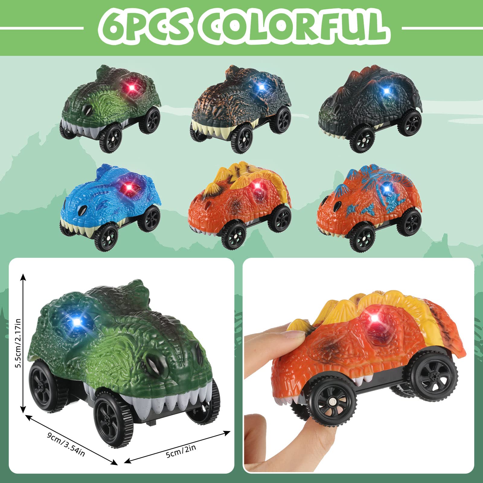 Skylety dino car with rubber rims improves grip and stability