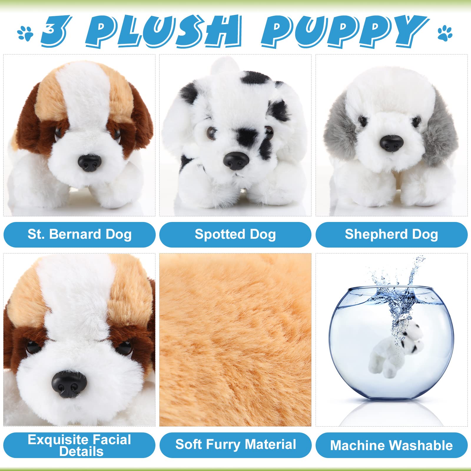 Skylety Spotted dog plush 7in, colorful cuddle buddy