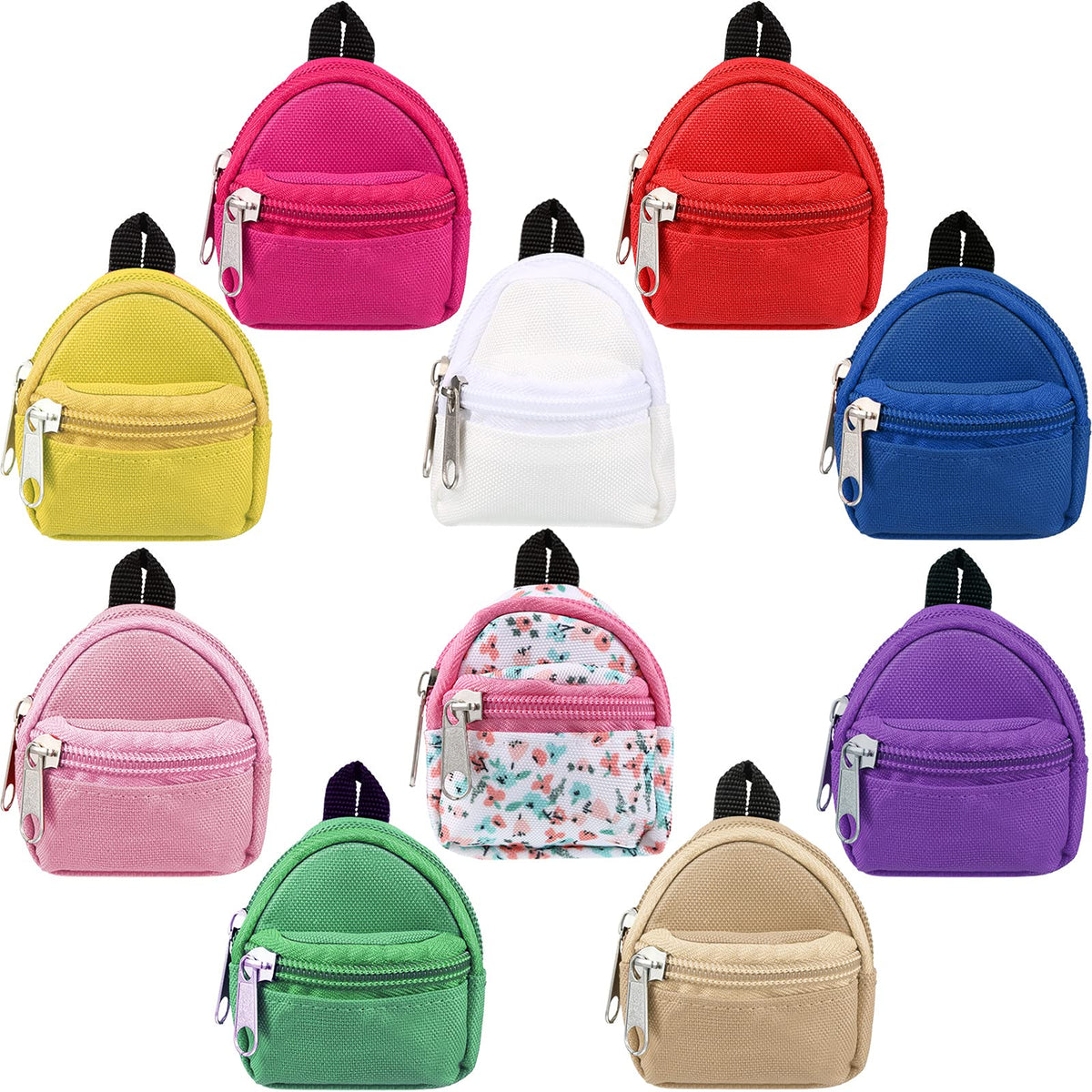 Skylety doll backpacks in a colorful set for quick outfits and storage