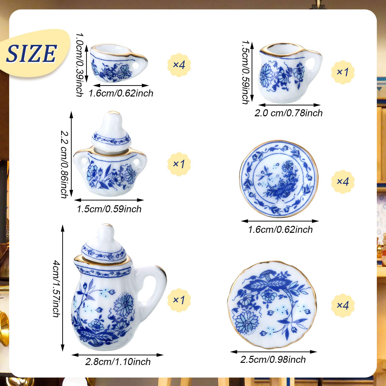 Skylety blue porcelain tea cup set adds tiny tea rituals to dollhouse moments.