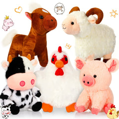 Skylety farm plush cow, 10 inches, ideal for imaginative play and cozy bedtime.
