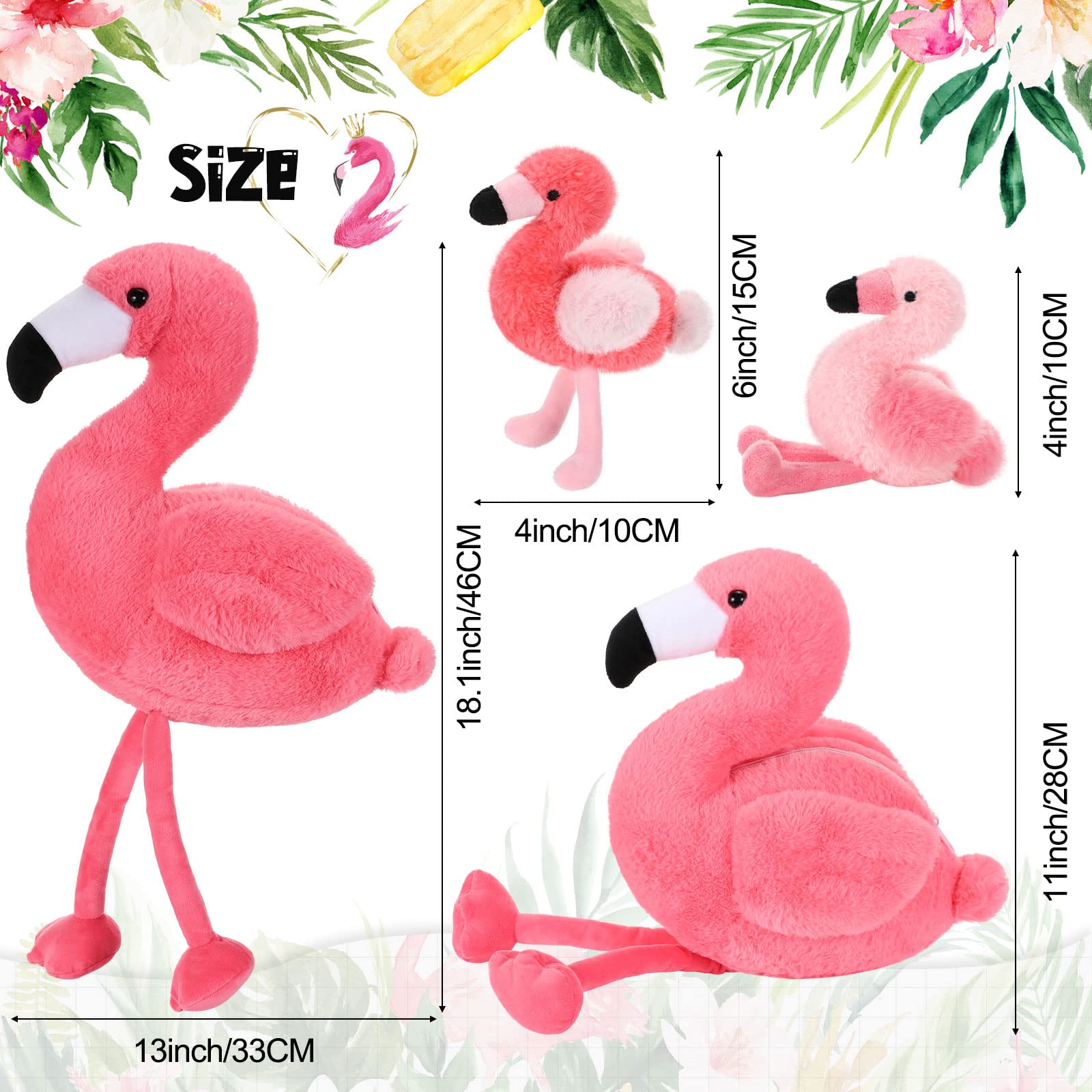 Skylety flamingo with four baby plushes inside the zippered tummy for a playful surprise