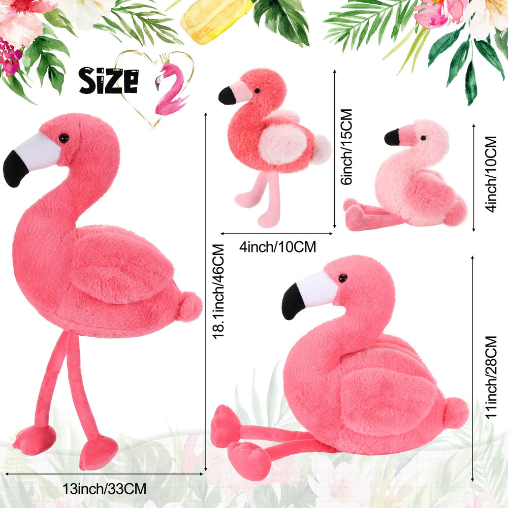 Skylety flamingo with four baby plushes inside the zippered tummy for a playful surprise