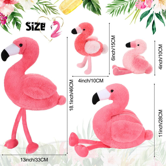 Skylety flamingo with four baby plushes inside the zippered tummy for a playful surprise
