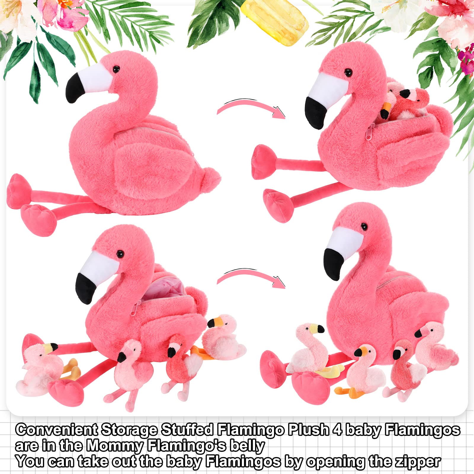 Skylety large flamingo plush shown as a decorative display piece