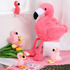 Skylety small flamingos pack nestled inside the big plush for decor