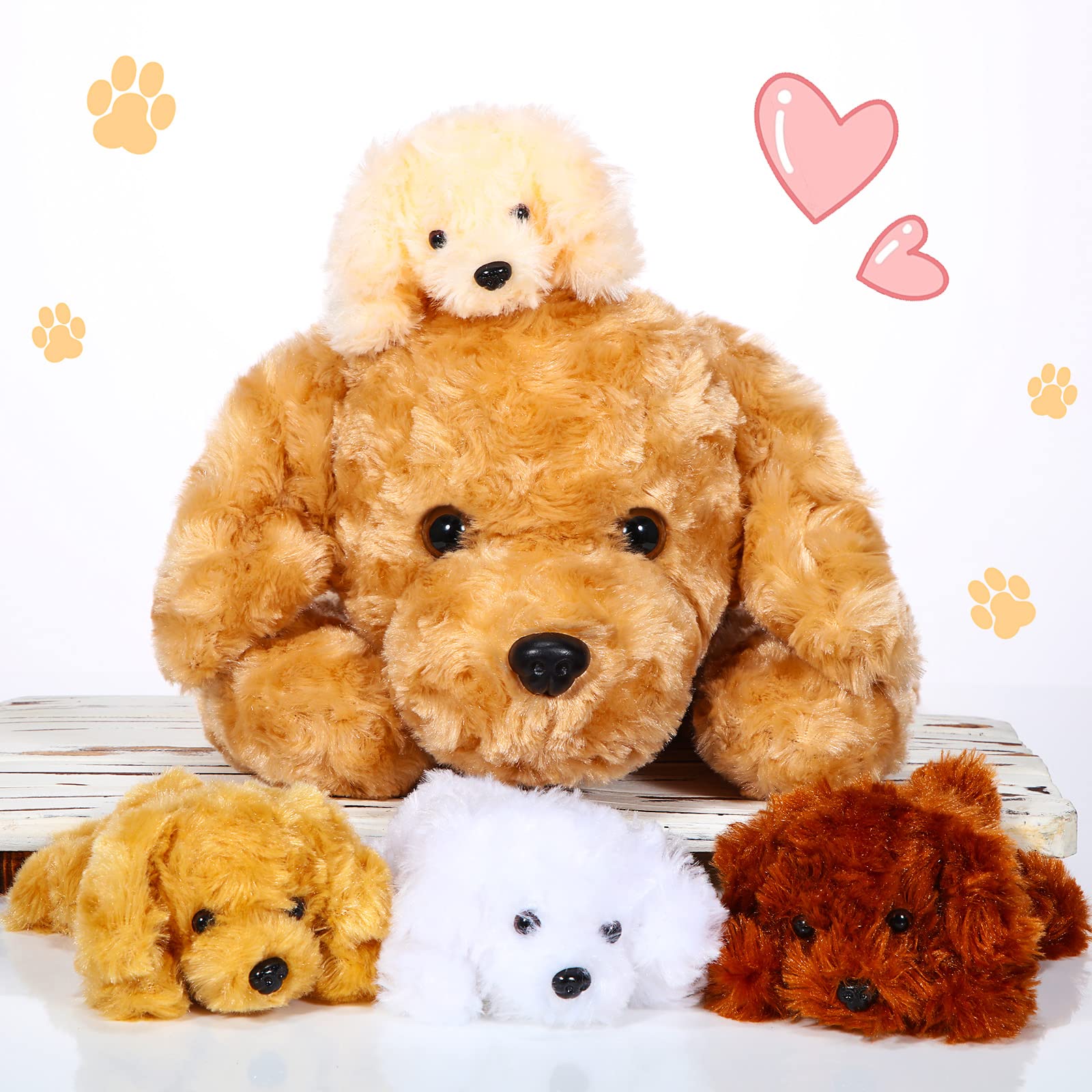 Skylety golden retriever mommy with puppies plush for cozy playtime and cuddle comfort.