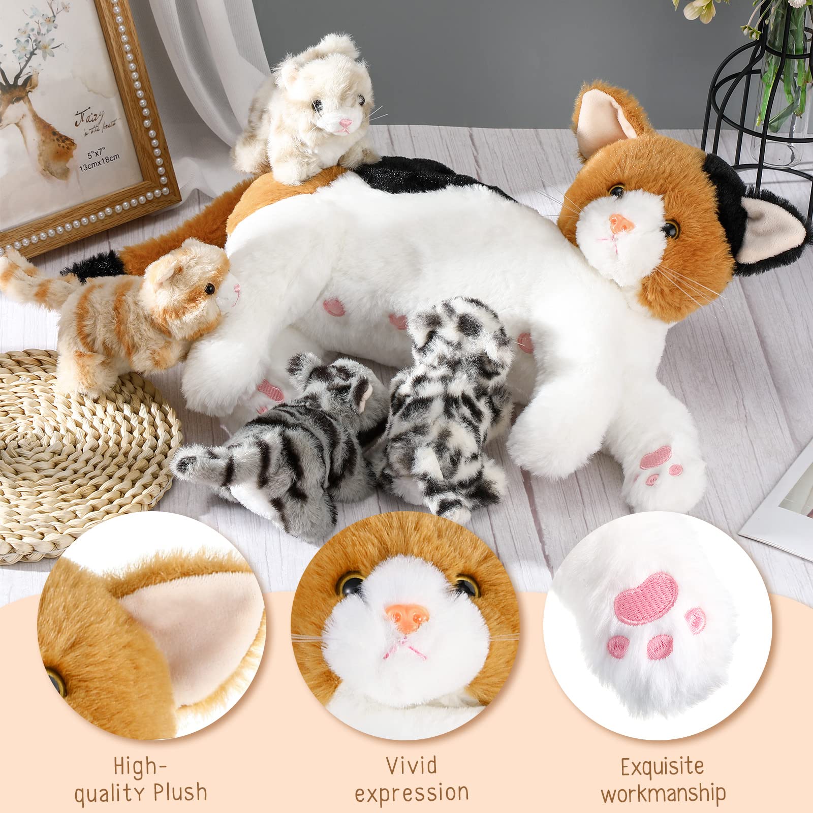 Skylety kitten closeup 5-inch magnetic nose feature encourages interaction with mother