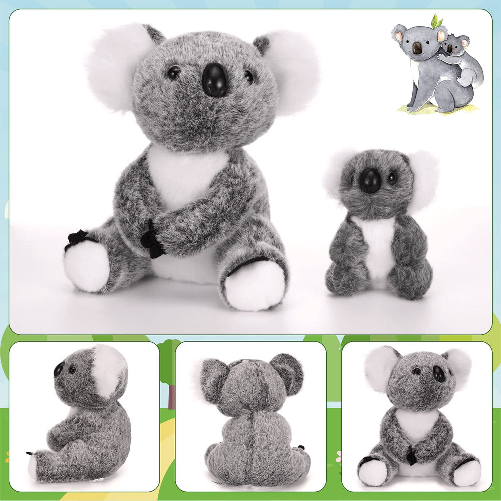Skylety koala pair display, demonstrating cozy mother and child plush duo.
