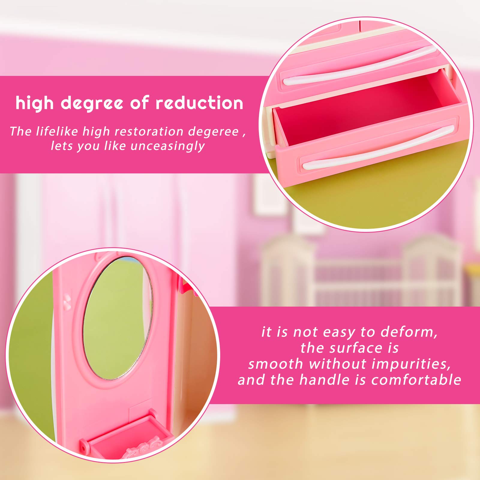Skylety mini dollhouse wardrobe showcases tidy dress-up options for pretend play.