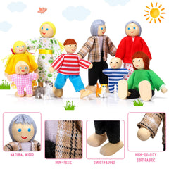 Skylety mini-people wooden dolls for constructive, calm play and pretend family scenes