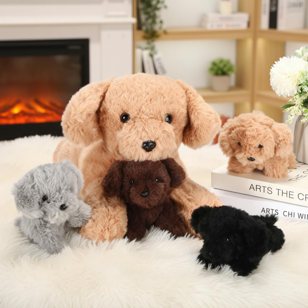Skylety mommy dog belly zipper open reveals four puppies for easy access