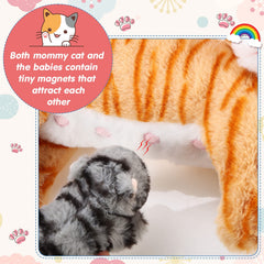 Skylety kittens magnet noses, interactive bonding as they reach toward mom.