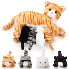 Skylety nurturing cat stuffed animal mommy cat 16 inches, perfect for comforting hugs.
