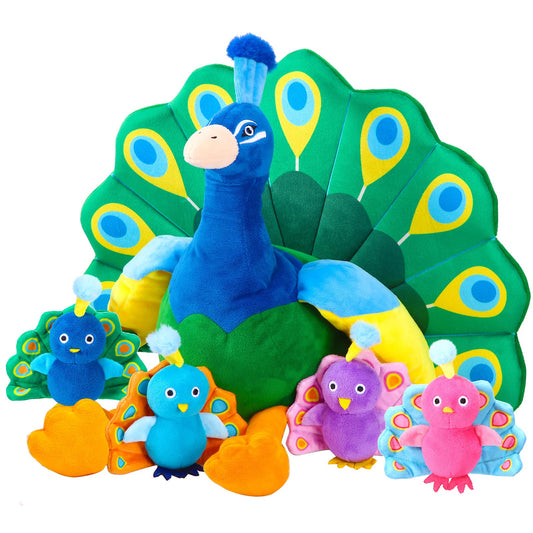 Skylety 18-inch peacock large plush front view for cozy cuddling and bedtime