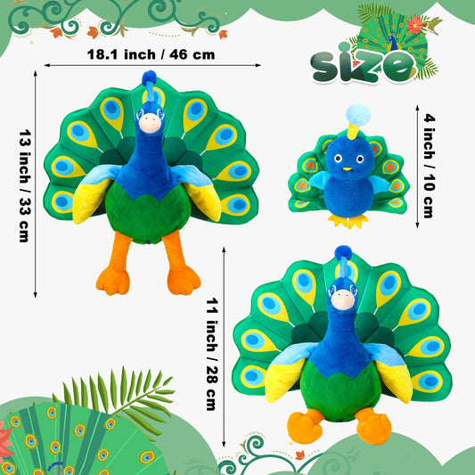 Skylety peacock large plush side view suitable for shelf display and storytelling