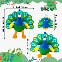 Skylety peacock large plush side view suitable for shelf display and storytelling