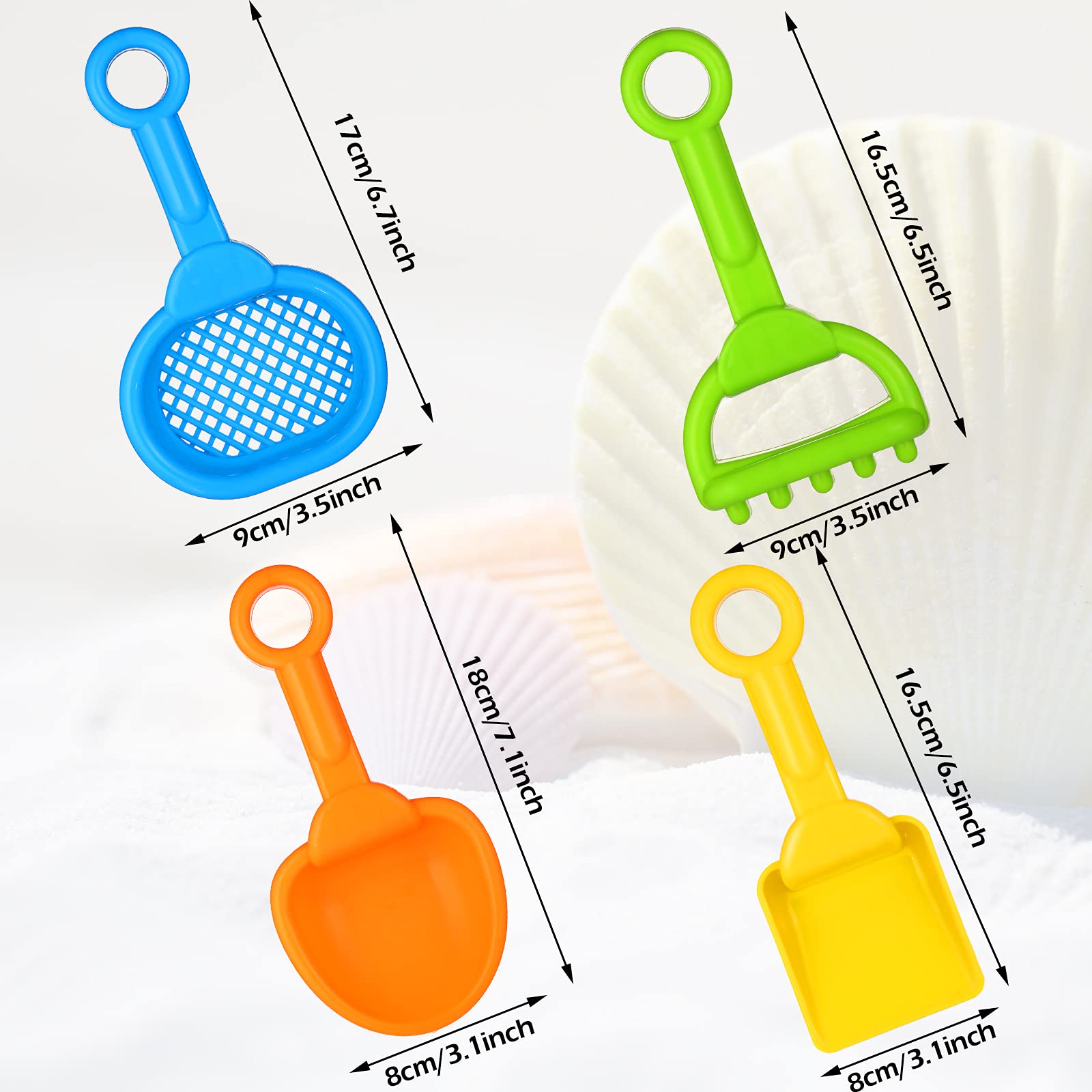 Skylety rainbow-colored sand shovels perfect for beach fun.