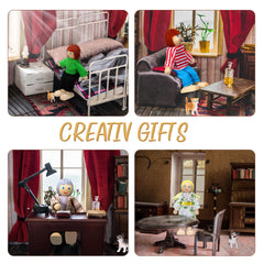 Skylety ten-piece wooden dollhouse figures simplify quick scene-building and gifting