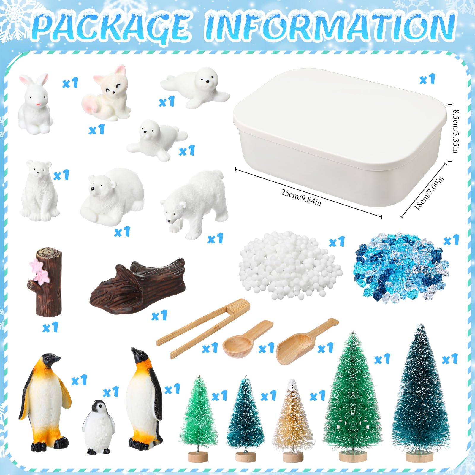 Skylety winter sensory bin pom poms—a soft, snowy texture for tactile play.