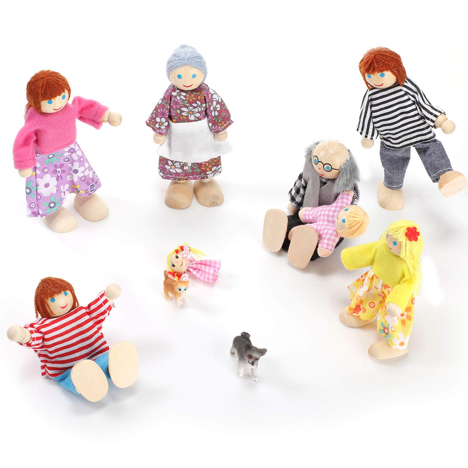 Skylety wooden baby figure adding nurturing moments to playtime.
