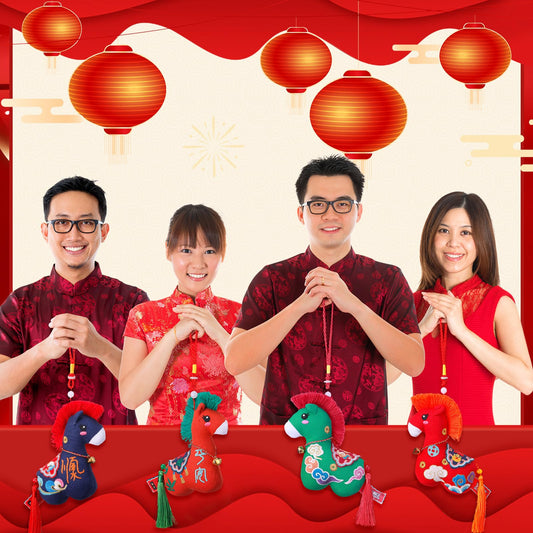 Skylety Year of the Horse orange plush, bright party decoration and desk charm.