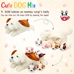 Skylety zipper belly design reveals four puppies for interactive storytelling.