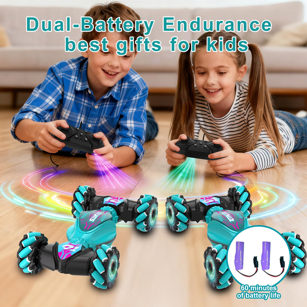 SkyNexus gesture-sensing RC stunt car auto-demo feature for easy setup.