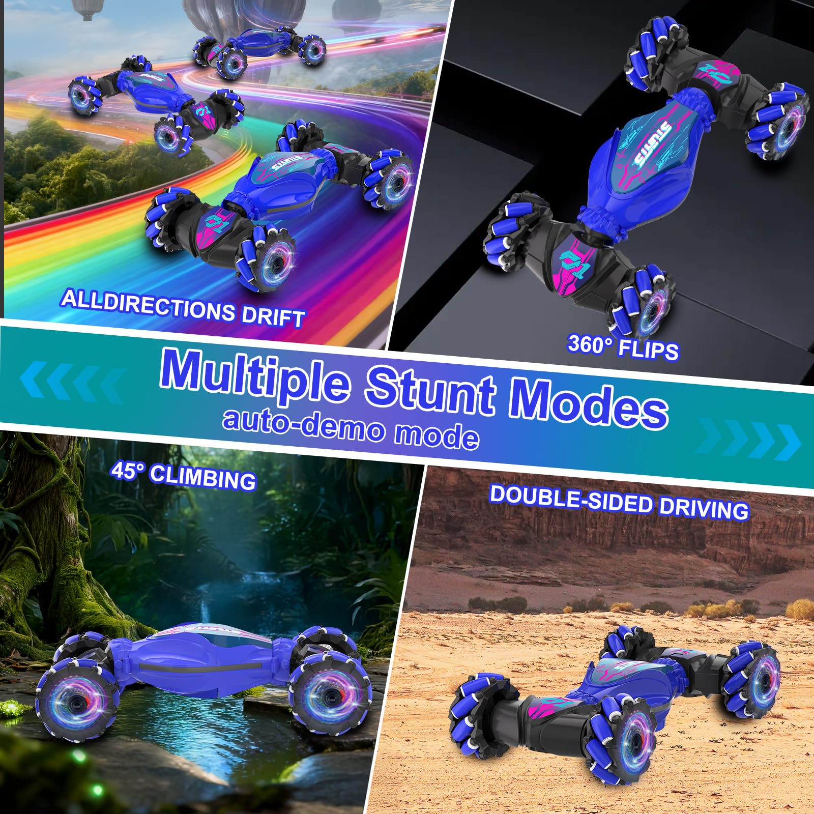 SkyNexus RC car with LED lighting for nighttime visibility and thrill.