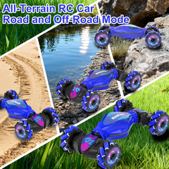 SkyNexus Gesture Sensing RC Stunt Car demonstrates dual control options.