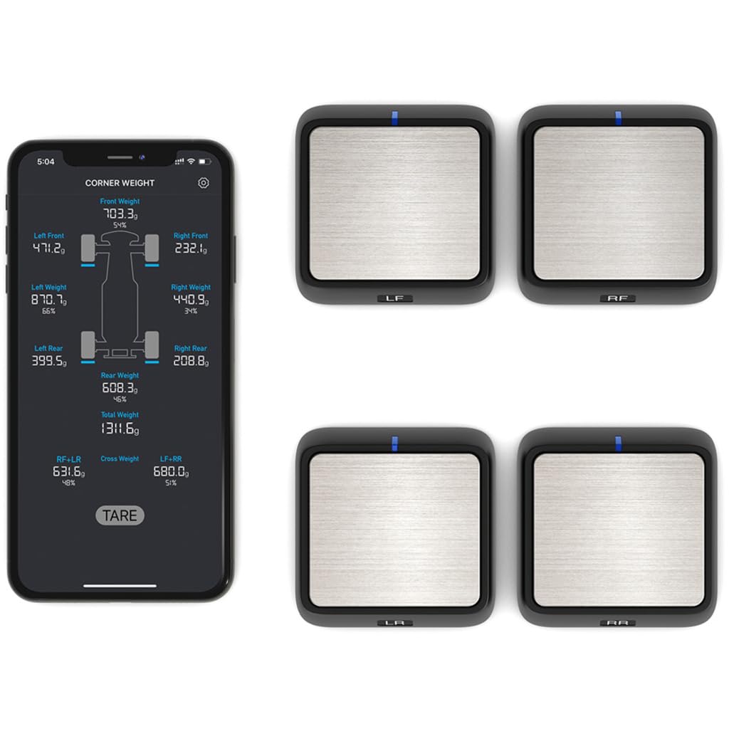 SKYRC Wireless Corner Scale System provides real-time corner weight data for RC Cars.