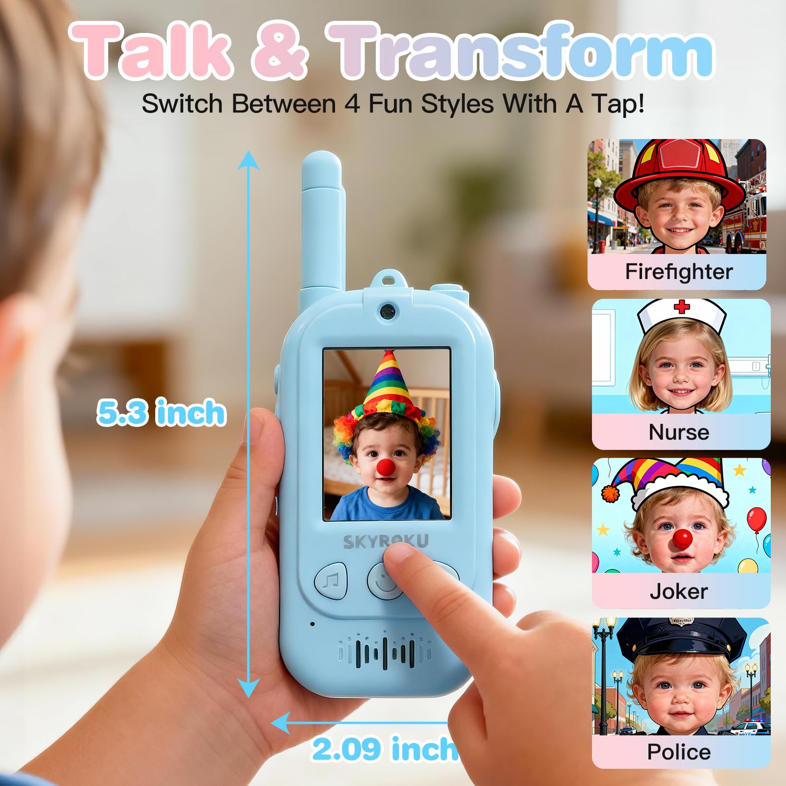 Blue and pink SKYROKU set designed for durable outdoor play and long-range chats.