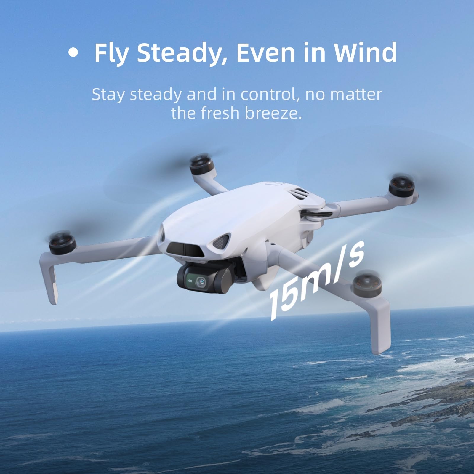 Skyrover S1 3-axis gimbal stabilizes footage in wind for smooth videos.