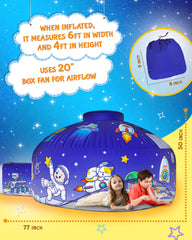 Skywin air tent interior space illustrating roomy area for kids and cushions.