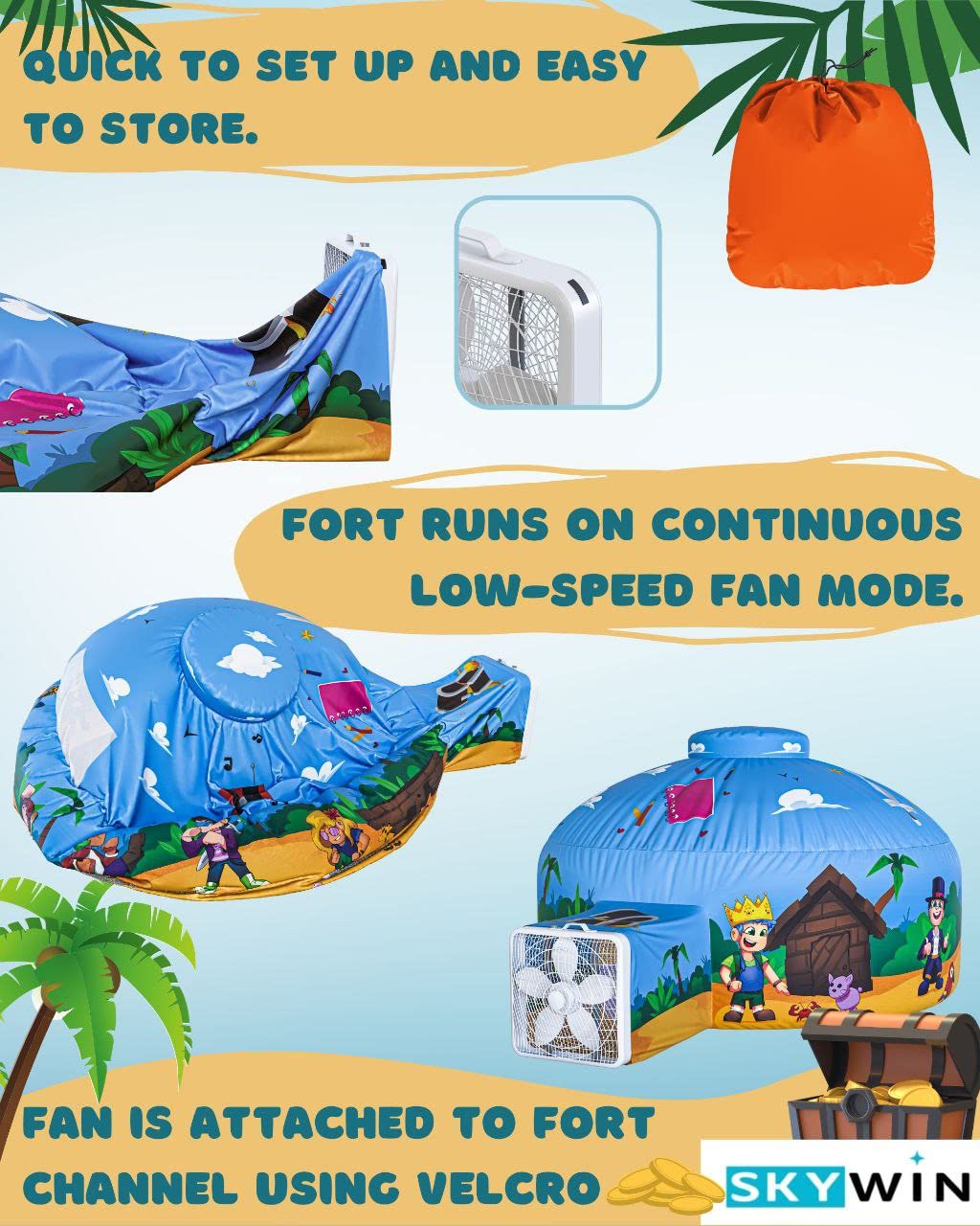 Skywin Blox Fortress 77 by 50 inch base offers spacious group play.