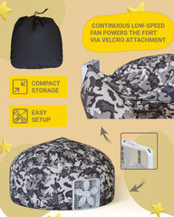 Skywin Camo Adventure Base breathable polyester fabric keeps air fresh.