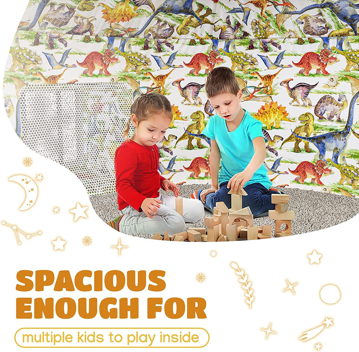 Skywin Dino Dome Dig interior stays cool with breathable fabric and continuous airflow.