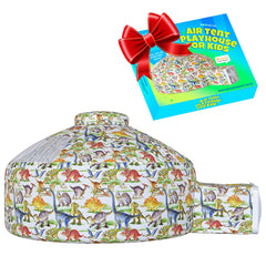 Skywin Dino Dome Dig inflates in seconds with a standard box fan for quick indoor forts.