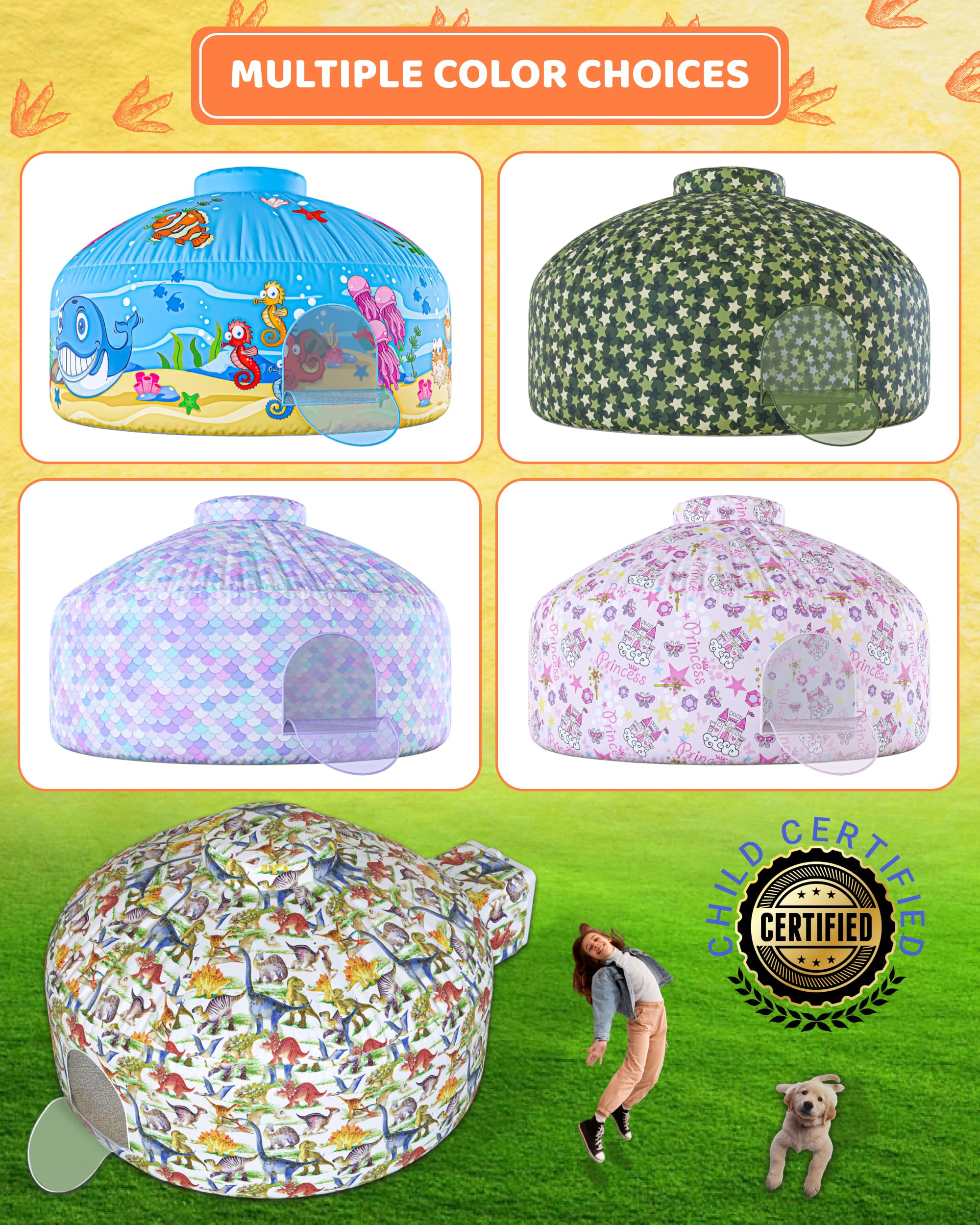 Skywin Dino Dome Dig requires a standard box fan to inflate