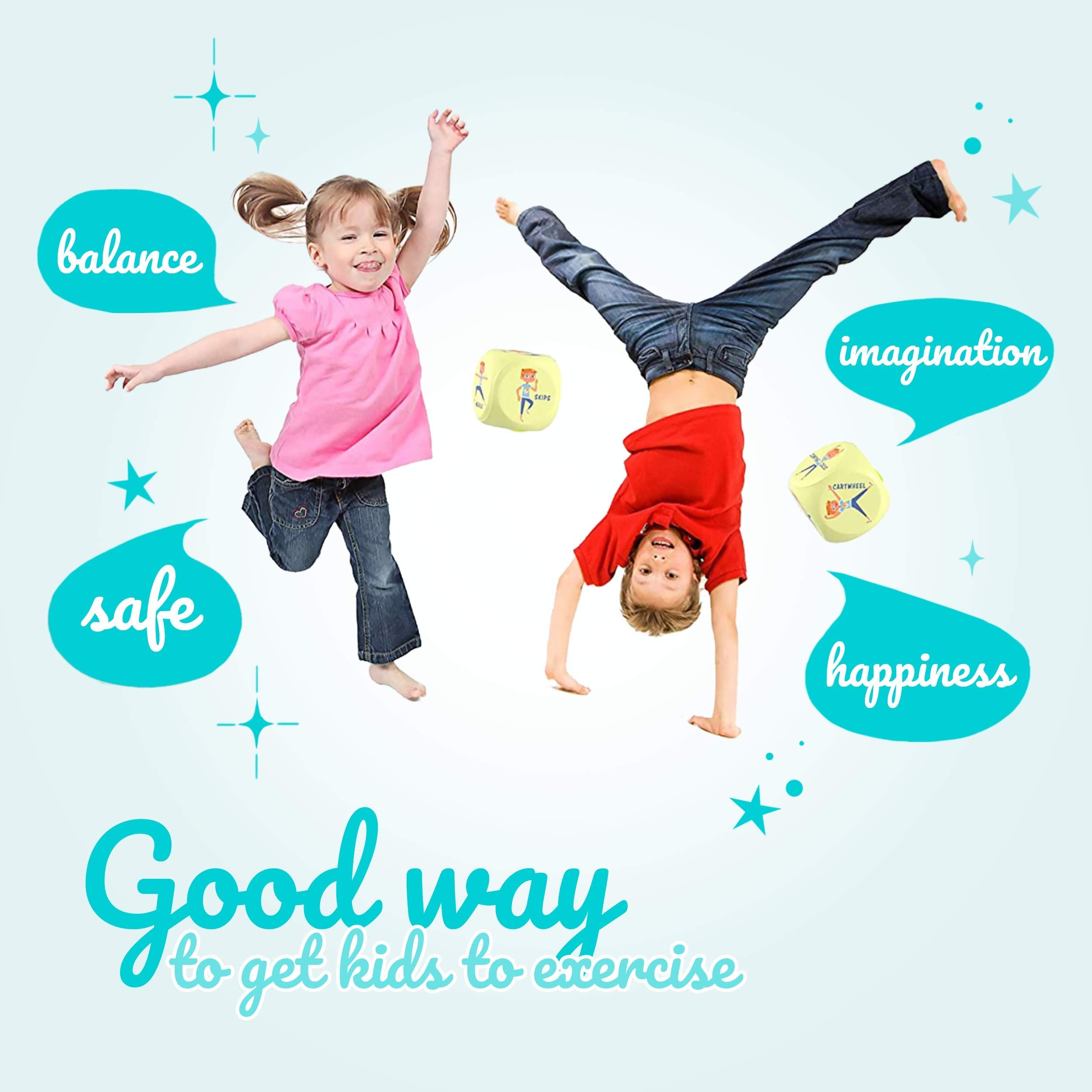 Skywin family workout dice supporting active play at home.