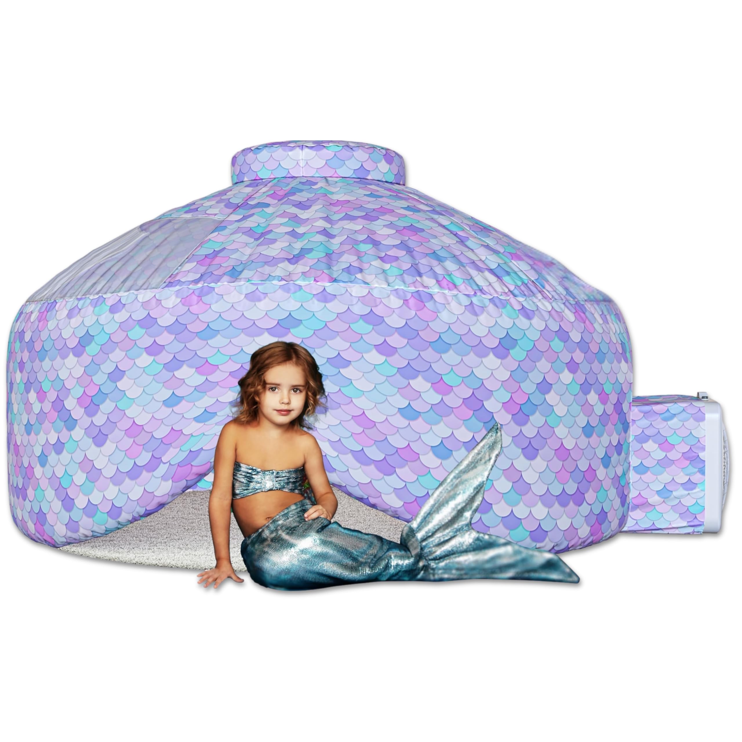 Skywin Mermaid Magic Fort inflates fast for instant indoor adventure
