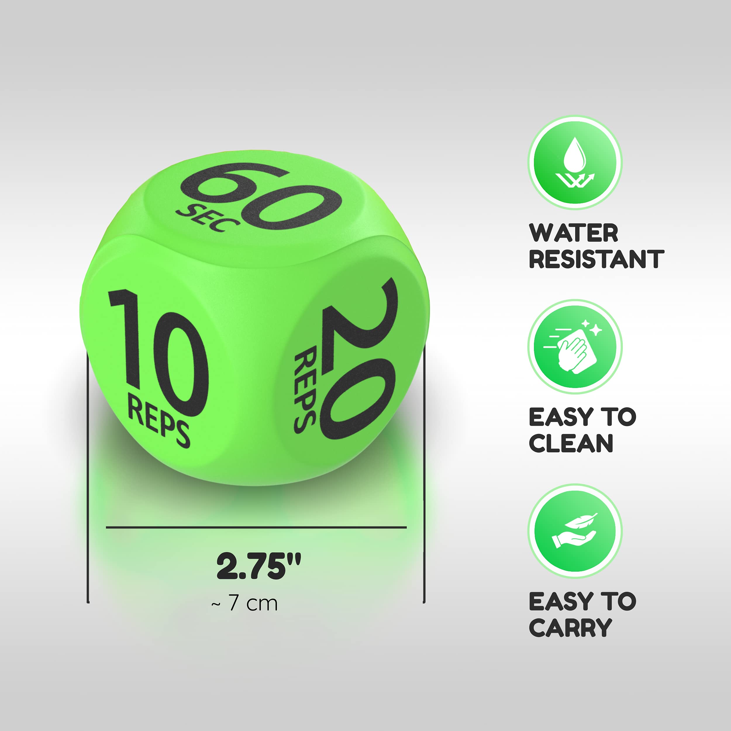 Skywin TidyFriend foam-filled dice with durable vinyl cover for heavy use.