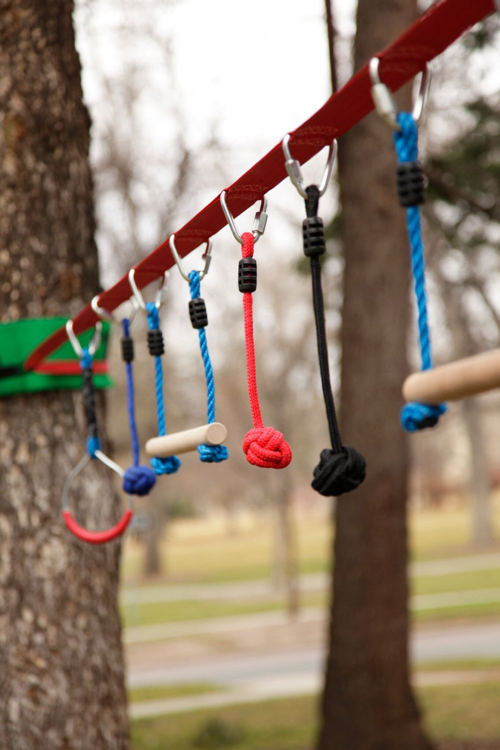 Slackers NinjaLine 36' Intro Kit monkey bars for upper-body strength and fun.