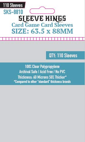 Sleeve Kings 63.5x88mm sleeve close-up shows clear, durable protection for cards.