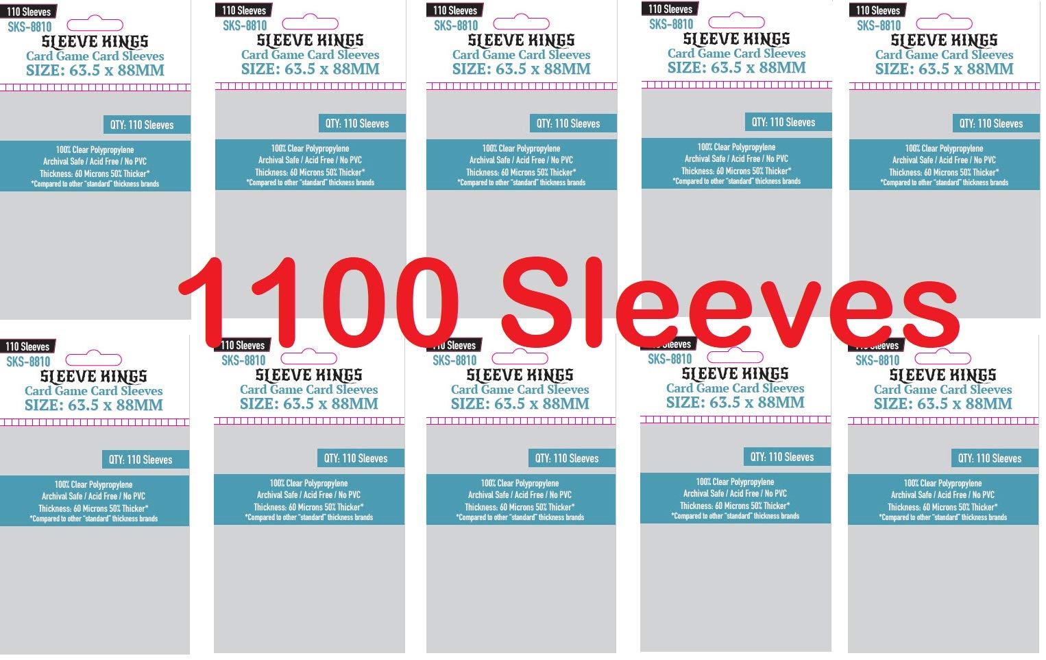 Sleeve Kings 63.5x88mm card sleeves pack protects trading cards while preserving artwork.