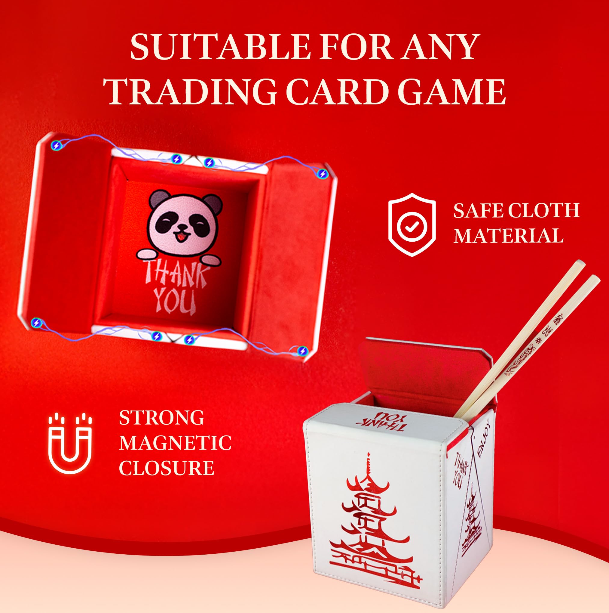 Durable vegan leather meets practical deck storage for tournaments.