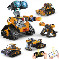SliBoeyX 5-in-1 robot kit parts spread for creative builds.