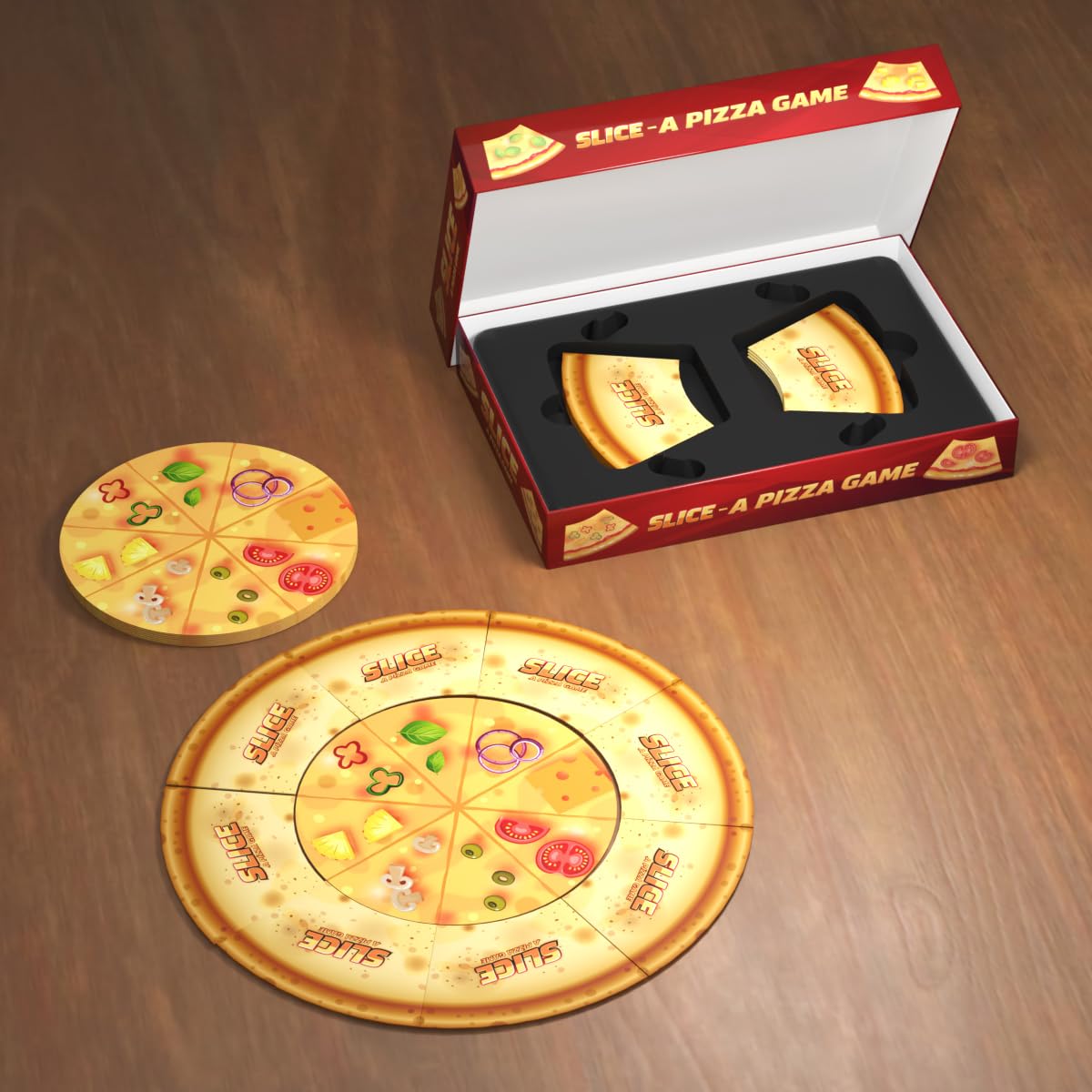Slice pizza card game hot sauce cards add strategic blocks to challenges.