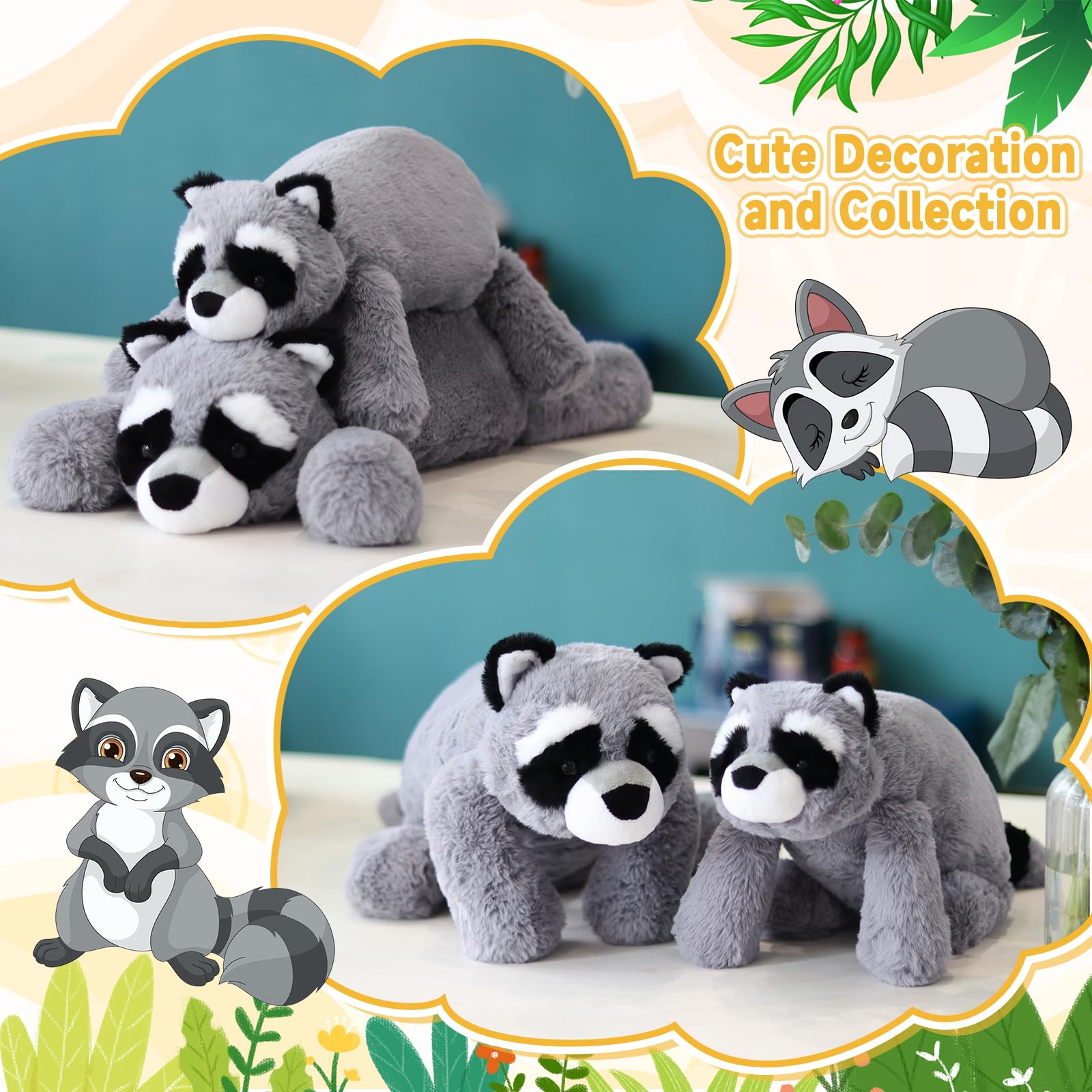 Slojkardon Raccoon Plush with realistic eyes and panda-like fur.